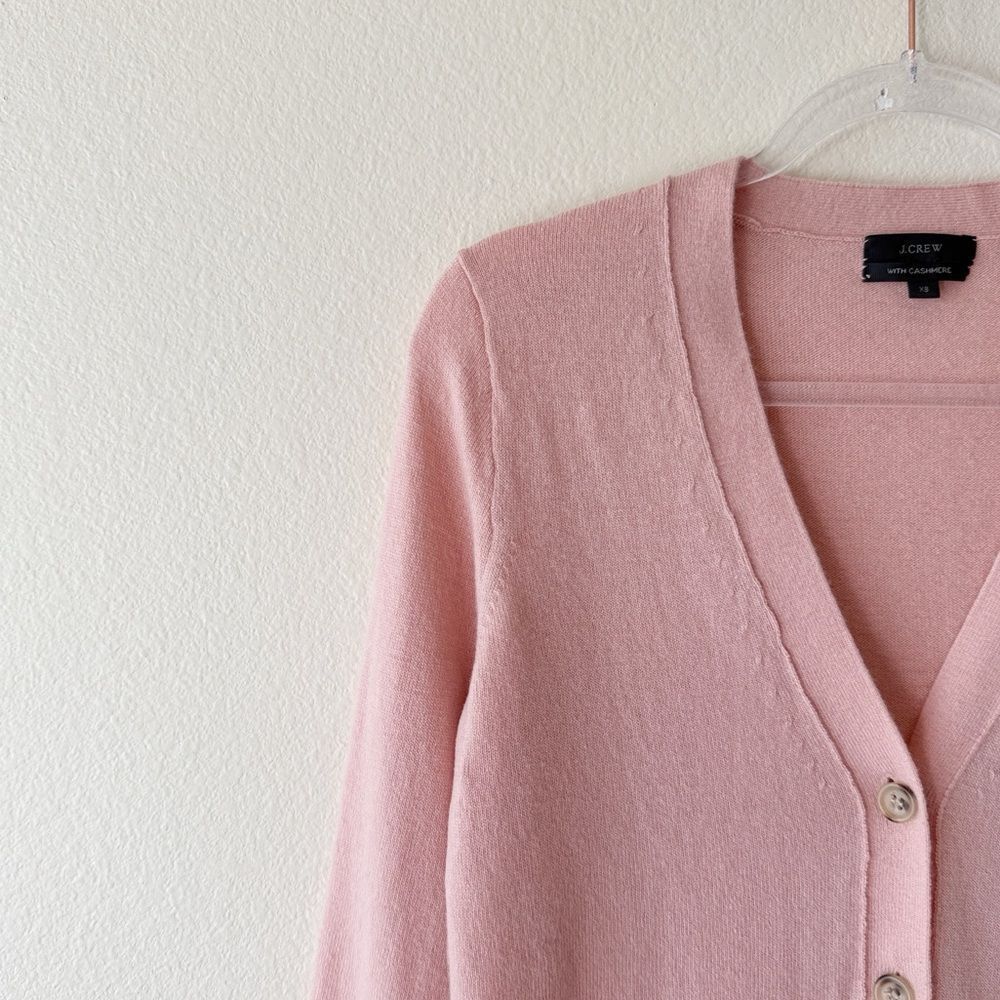 J Crew With Cashmere Wool Blend Pink Button Down Cardigan - Picture 3 of 10